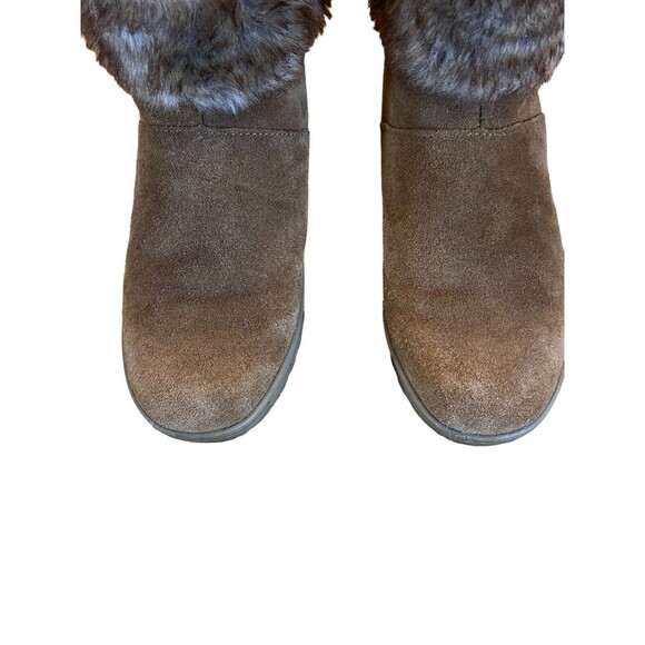 Minnetonka Ankle Winter Boots Women's Size 8 Brown Suede Faux Fur Trim Comfort - Picture 14 of 16